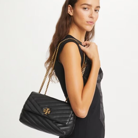 Tory Burch Handbags - NO.726 TORY BURCH SMALL KIRA CHEVRON SHOULDER BAG IN BLACK